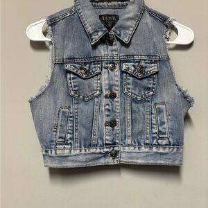 Love Culture Blue Denim Vest Cropped Sleeveless